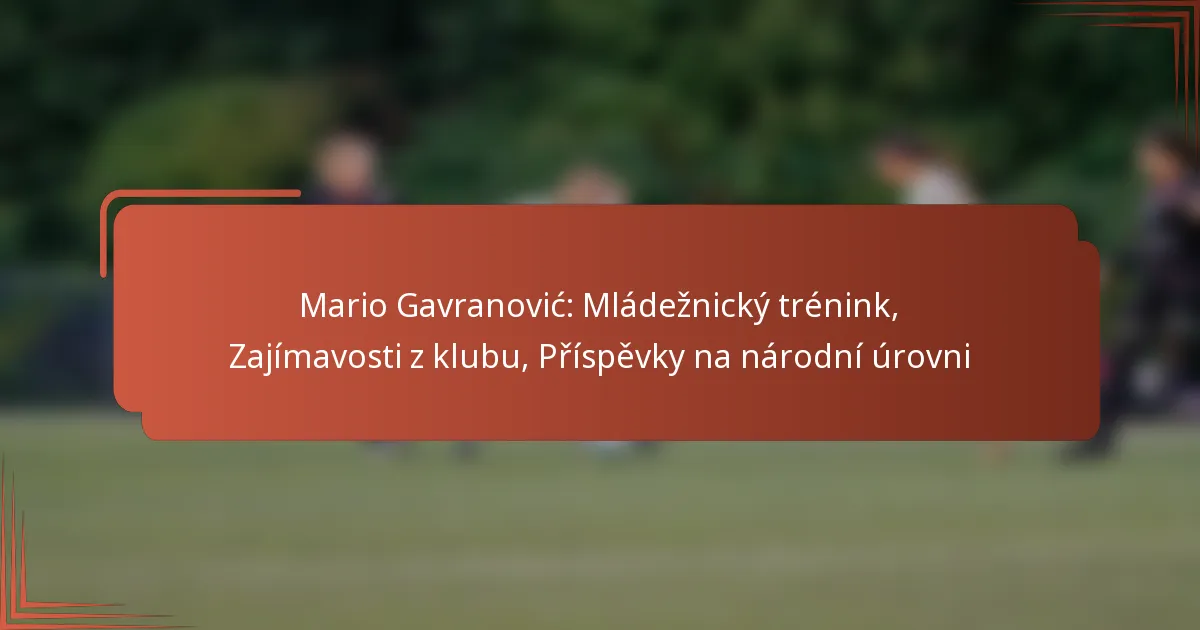 Mario Gavranović: Mládežnický trénink, Zajímavosti z klubu, Příspěvky na národní úrovni