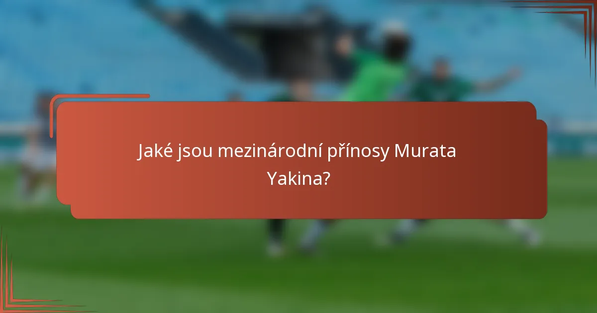 Jaké jsou mezinárodní přínosy Murata Yakina?