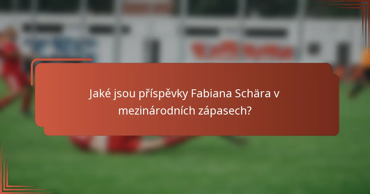 Jaké jsou příspěvky Fabiana Schära v mezinárodních zápasech?
