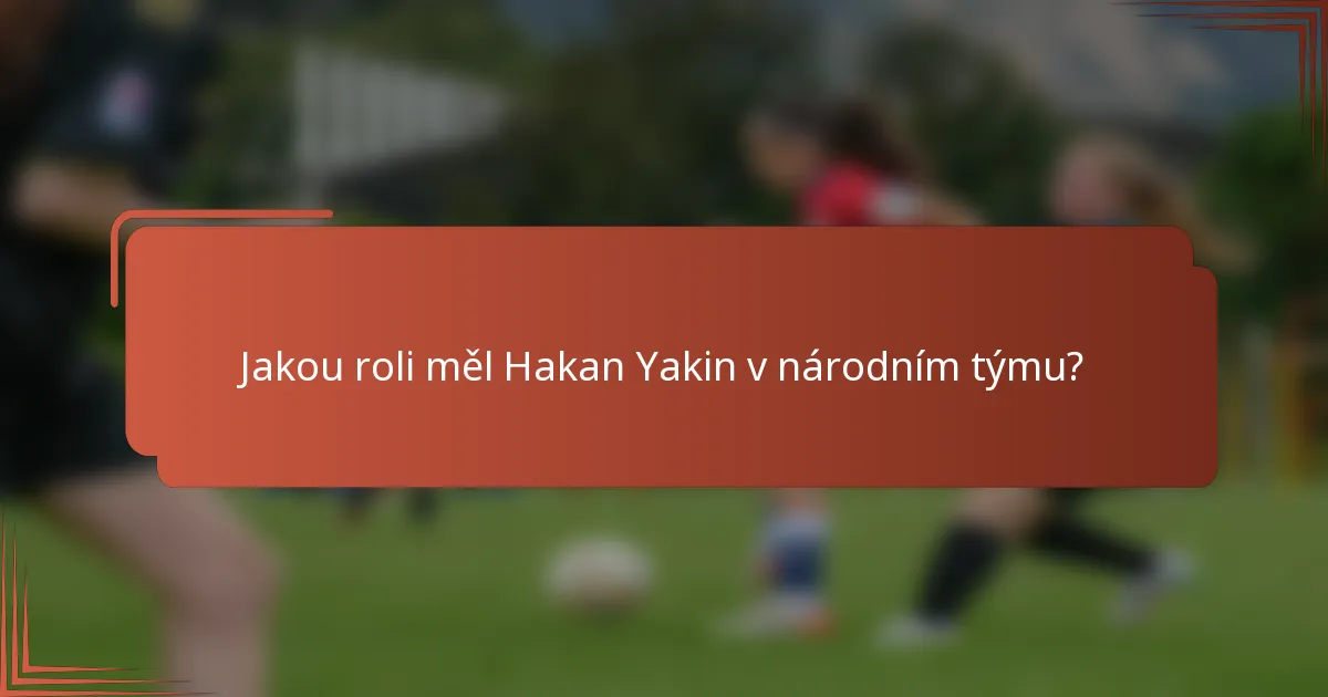 Jakou roli měl Hakan Yakin v národním týmu?